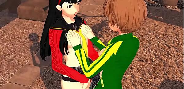  Chie Satonaka and Yukiko Amagi take turns eating pussy before tribbing - Persona 4 Hentai.